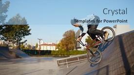  Presentation with bmx - Amazing slide set having bmx-biker-doing-trick backdrop and a light blue colored foreground