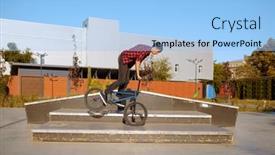  Presentation with bmx - Theme having bmx-biker-doing-trick background and a light blue colored foreground