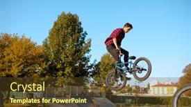  Presentation with bmx - Beautiful slides featuring bmx-biker-jump-in-action backdrop and a tawny brown colored foreground