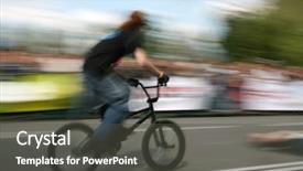  Presentation with bmx - Presentation design enhanced with bmx biker natural motion blur background and a dark gray colored foreground