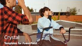  Presentation with bikers - Slides with bmx-bikers-leisures-in-skatepark background and a tawny brown colored foreground