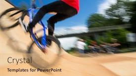  Presentation with bmx - Slides having bmx-rider-jumping-over background and a coral colored foreground