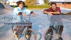  Presentation with ramp - Presentation design featuring bmx-riders-on-bikes-training background and a light blue colored foreground
