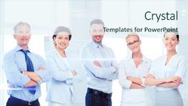  Presentation with office - Presentation theme having executive board - business and office concept background and a sky blue colored foreground