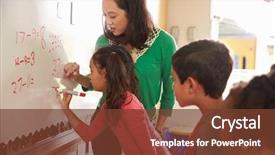  Presentation with pupil - Amazing PPT layouts having board at elementary school math backdrop and a tawny brown colored foreground