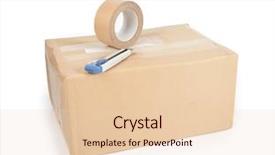  Presentation with airport boarding board - PPT theme enhanced with board box with packaging tape background and a lemonade colored foreground