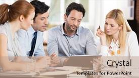  Presentation with directors - PPT layouts enhanced with board directors - confident businessmen and businesswomen sitting background and a coral colored foreground