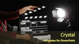  Presentation with director - Beautiful slide deck featuring board directors - director's assistant holding movie clapper backdrop and a wine colored foreground