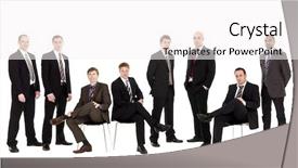  Presentation with directors - Theme consisting of board directors - group of management men isolated background and a sky blue colored foreground