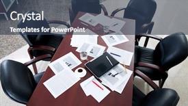  Presentation with directors - Cool new presentation design with board directors - image of empty boardroom backdrop and a ocean colored foreground