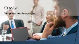  Presentation with directors - Theme featuring board directors - side view of a pensive background and a soft green colored foreground