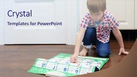  Presentation with education russian languages - Audience pleasing slide set consisting of board game - little boy plays with interactive backdrop and a sky blue colored foreground