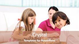  Presentation with mother board - Colorful PPT theme enhanced with board game - little brother and sister playing backdrop and a coral colored foreground