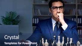  Presentation with board games - Colorful presentation theme enhanced with board games night - businessman playing chess in strategy backdrop and a  colored foreground