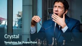  Presentation with strategy - Presentation theme featuring board games night - businessman playing chess in strategy background and a  colored foreground