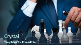  Presentation with strategy - Beautiful PPT theme featuring board games night - businessman playing chess in strategy backdrop and a  colored foreground