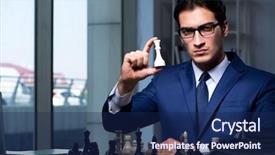  Presentation with strategy - Presentation design featuring board games night - businessman playing chess in strategy background and a  colored foreground