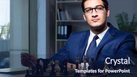  Presentation with strategy - Presentation design with board games night - businessman playing chess in strategy background and a  colored foreground