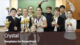  Presentation with students - PPT layouts with board hold sports award background and a tawny brown colored foreground