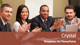 Presentation with ethnic group - Amazing slides having board meeting - multi ethnic business group greets backdrop and a red colored foreground