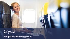  Presentation with flight - Audience pleasing PPT theme consisting of board of an airplane backdrop and a ocean colored foreground