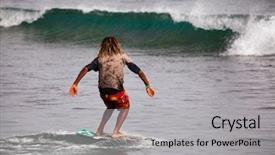  Presentation with ocean waves - Audience pleasing PPT theme consisting of board on the wave backdrop and a light gray colored foreground