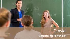  Presentation with school testing - Beautiful slide deck featuring board or chalkboard in math backdrop and a coral colored foreground