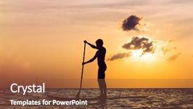  Presentation with retreat - Colorful presentation theme enhanced with board retreat - sportive woman practicing stand up backdrop and a tawny brown colored foreground