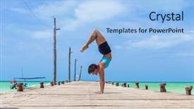  Presentation with retreat - Cool new slides with board retreat - woman doing a handstand backdrop and a light blue colored foreground