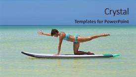  Presentation with yoga - Presentation design with board retreat - woman practicing sup yoga background and a teal colored foreground