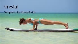  Presentation with yoga - Presentation theme enhanced with board retreat - woman practicing sup yoga background and a light blue colored foreground