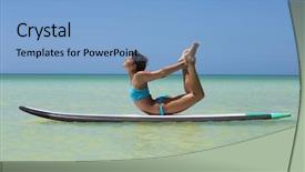  Presentation with retreat - PPT theme having board retreat - woman practicing sup yoga background and a light blue colored foreground