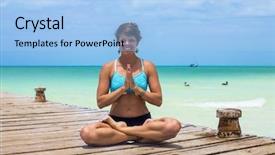  Presentation with retreat - Amazing theme having board retreat - yoga teacher in a wooden backdrop and a  colored foreground