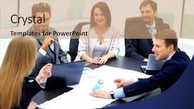  Presentation with work the word in your life - Theme enhanced with board room - manager discussing work with his background and a coral colored foreground