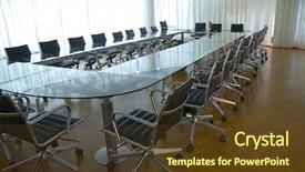  Presentation with conference table - Beautiful presentation theme featuring board room office work place backdrop and a tawny brown colored foreground