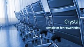  Presentation with conference table - Cool new presentation theme with board room office work place conference chairs table backdrop and a ocean colored foreground