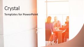  Presentation with board meeting room chairs - Presentation theme consisting of board room seen through open background and a cream colored foreground