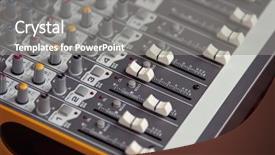  Presentation with audio - PPT theme consisting of sound mixer equalizer board sliders background and a gray colored foreground