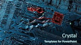 Presentation with engineering red circuit board - Audience pleasing theme consisting of board technology and engineering concept backdrop and a navy blue colored foreground
