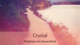  Presentation with airport boarding board - Presentation theme enhanced with board walk or path around lake with instagram effect background and a coral colored foreground