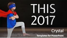  Presentation with naughty girl is standing - PPT theme featuring board with 2017 new year background and a  colored foreground