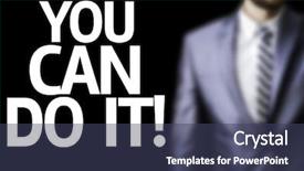  Presentation with 3d man business leader - Presentation theme featuring you can do it written background and a  colored foreground