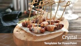  Presentation with wooden board for oktoberfest - Audience pleasing slide deck consisting of board with bacon wrapped date backdrop and a tawny brown colored foreground