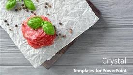  Presentation with airport boarding board - Cool new presentation with board-with-delicious-sliced-sausage backdrop and a gray colored foreground