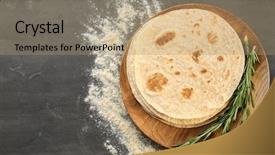  Presentation with tortilla - Presentation design with board with delicious tortillas background and a coral colored foreground
