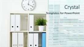  Presentation with green office - PPT layouts consisting of board with documents and green background and a sky blue colored foreground