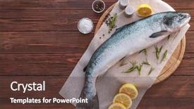  Presentation with salmon - Beautiful presentation theme featuring board with fresh raw salmon backdrop and a tawny brown colored foreground