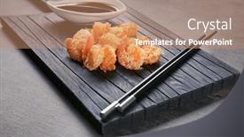  Presentation with shrimp - Cool new theme with board with fresh tasty shrimp basket on table backdrop and a coral colored foreground