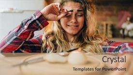  Presentation with crying - Colorful PPT theme enhanced with board with onion crying housewife backdrop and a coral colored foreground