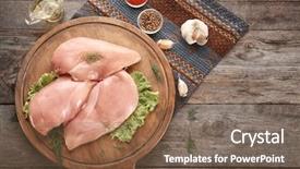  Presentation with wooden board for oktoberfest - Beautiful PPT layouts featuring board with raw chicken fillet backdrop and a violet colored foreground